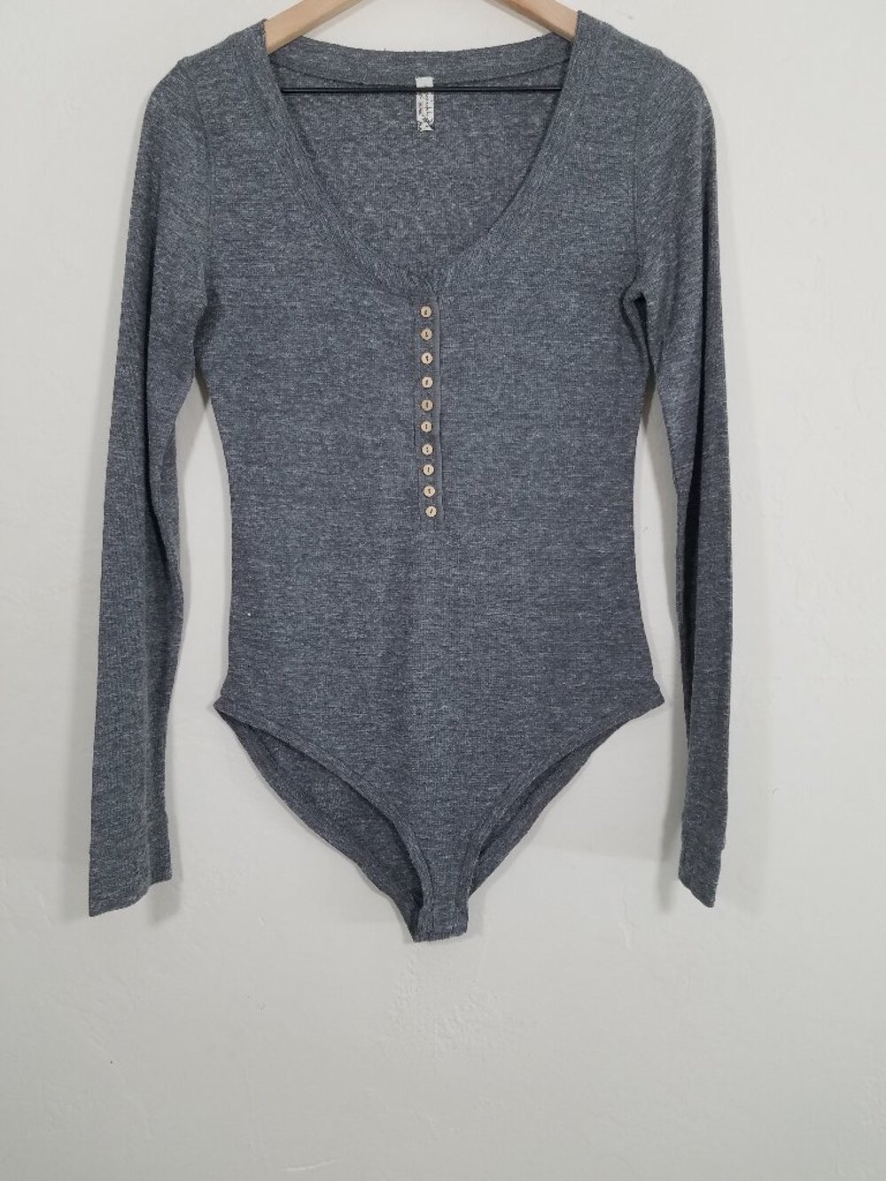 Intimately By Free People Bodysuit Long Sleeve Gray Size M